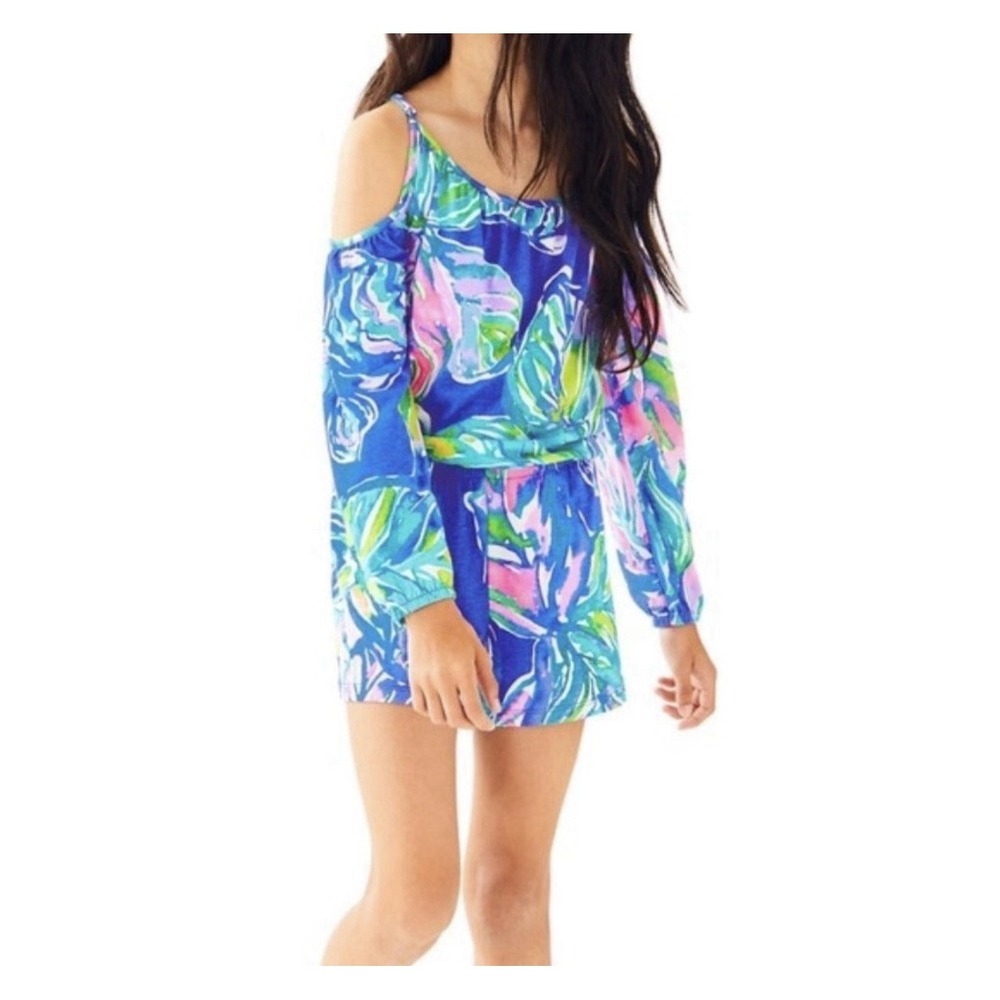 Lilly Pulitzer Girls Candice Roper L (8-10) Paisley Colorful Preppy Cold Shoulde